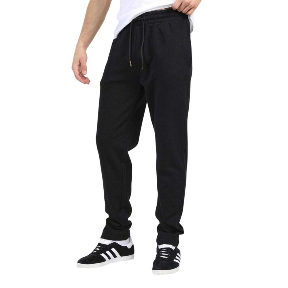 Brave Soul Mens Fleece Open Hem Straight Leg Sweatpants / Jet Black